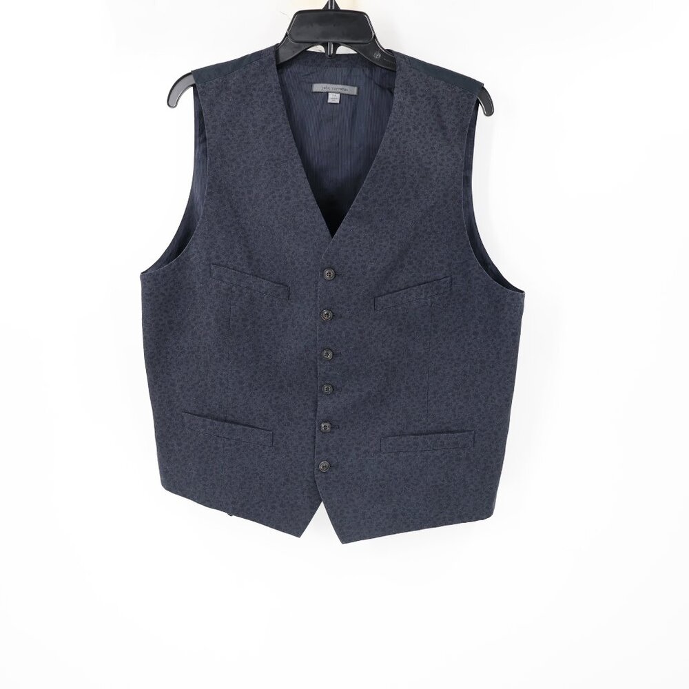 John Varvatos Vest Mens 44 cotton wool Gilet Waistcoat animal print cinch back